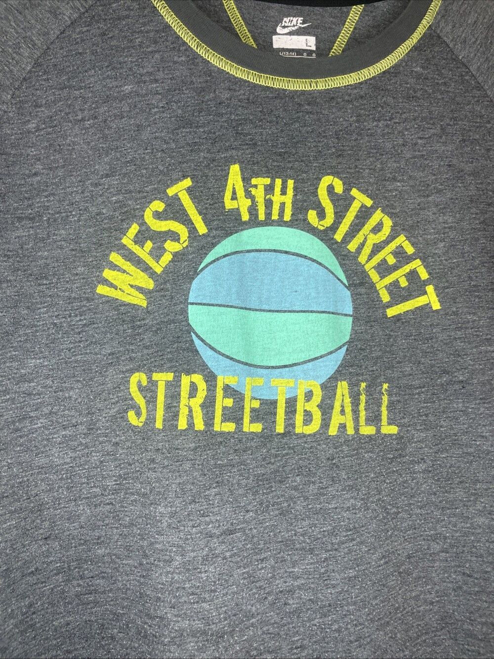 Vintage 2000s L Nike Gray “West 4th Street Streetball” Tee Y2K Athletic T-Shirt - Picture 2 of 10